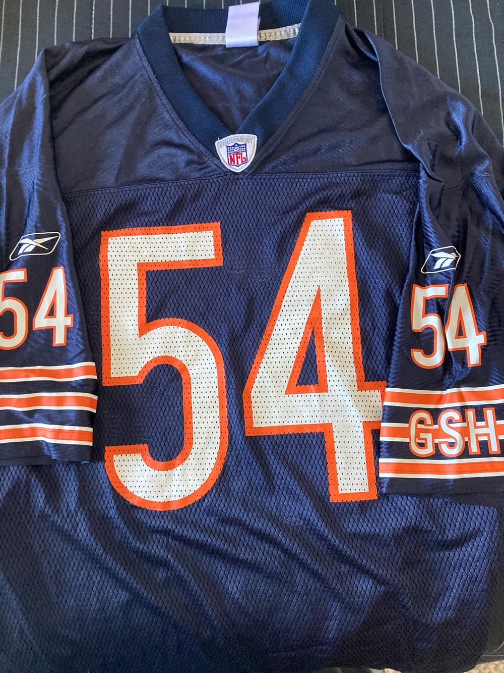 Reebok Kids Navy Blue Chicago-Style Football Jersey #54 with Orange & White Trim
